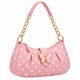 Pink Polka Dot Shoulder Bag for Women's with Butterfly Accent, Gold Chain Strap