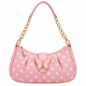 Pink Polka Dot Shoulder Bag for Women's with Butterfly Accent, Gold Chain Strap