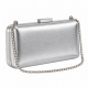 Metallic PU Leather Clutch Bag with Rhinestone Chain Strap