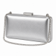 Metallic PU Leather Clutch Bag with Rhinestone Chain Strap