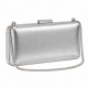 Metallic PU Leather Clutch Bag with Rhinestone Chain Strap