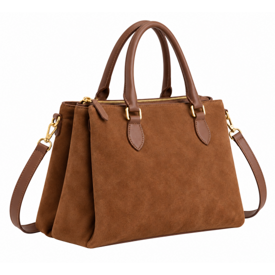 Women's Party Casual Triple Compartment Zipped Women's Suede Leather Shoulder Bags Handbag