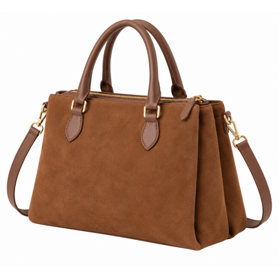Women's Party Casual Triple Compartment Zipped Women's Suede Leather Shoulder Bags Handbag