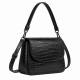 Black Croc-leather Crossbody Bag - Classic Women's Shoulder Bag
