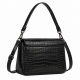 Black Croc-leather Crossbody Bag - Classic Women's Shoulder Bag