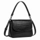 Black Croc-leather Crossbody Bag - Classic Women's Shoulder Bag