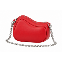 Bright Red Lip Shaped Crossbody Bag with Chain Strap