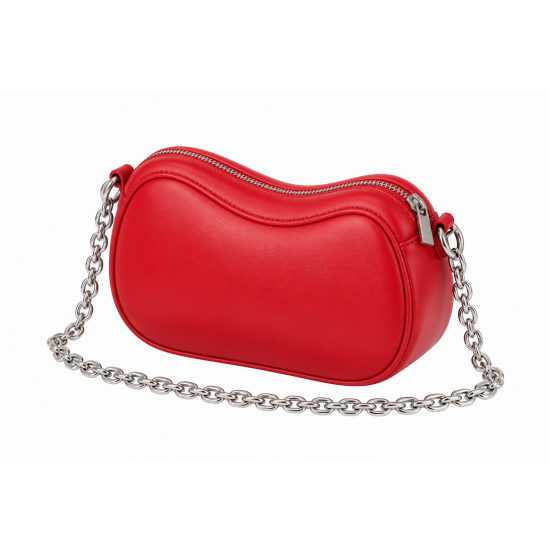 Bright Red Lip Shaped Crossbody Bag with Chain Strap