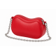 Bright Red Lip Shaped Crossbody Bag with Chain Strap