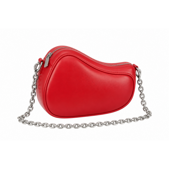Bright Red Lip Shaped Crossbody Bag with Chain Strap