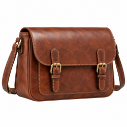 Brown Leather Vintage Satchel Bag for Women's