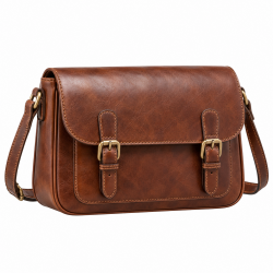 Brown Leather Vintage Satchel Bag for Women's