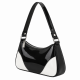 Black and White Patent Monogram Shoulder Bag