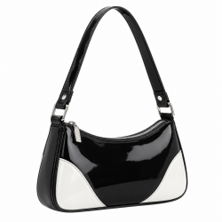 Black and White Patent Monogram Shoulder Bag