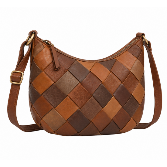 Woven Leather Patchwork Crossbody Bag
