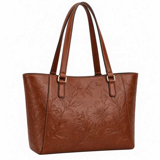 Leather Floral Tote Shoulder Bag for Women's