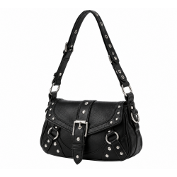 Gothic Style Studded Punk Skull Purse for Women's Crossbody Shoulder Bag Black
