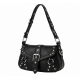 Gothic Style Studded Punk Skull Purse for Women's Crossbody Shoulder Bag Black