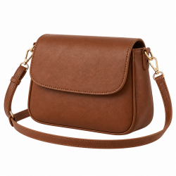 Brown Shoulder Bag for Women's Faux Leather Small Detachable Strap Magnetic Flap