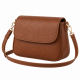 Brown Shoulder Bag for Women's Faux Leather Small Detachable Strap Magnetic Flap