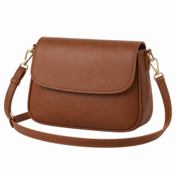 Brown Shoulder Bag for Women's Faux Leather Small Detachable Strap Magnetic Flap