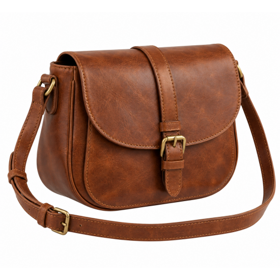 Brown Leather Vintage Crossbody Shoulder Bag for Women's