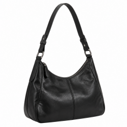 Black Leather Vintage Shoulder Bag for Women's