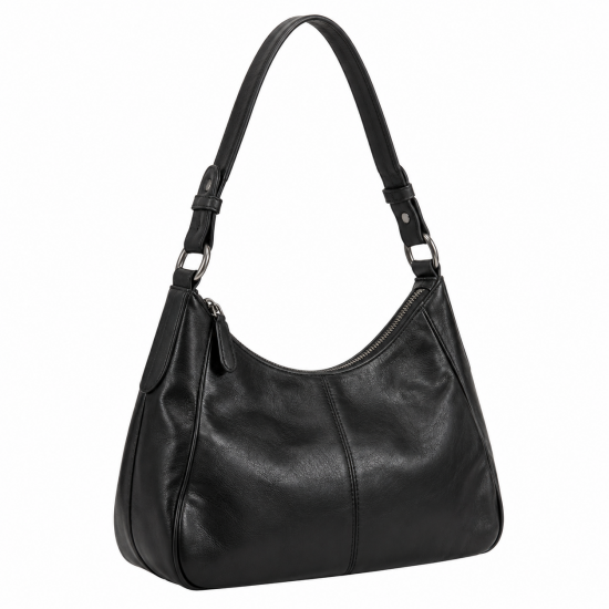 Black Leather Vintage Shoulder Bag for Women's
