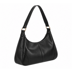 Black Leather Vintage Shoulder Bag for Women's
