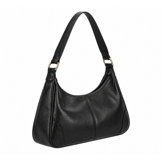 Black Leather Vintage Shoulder Bag for Women's