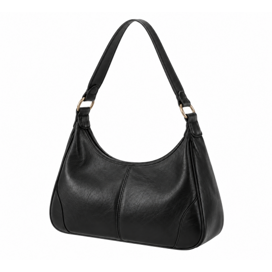 Black Leather Vintage Shoulder Bag for Women's