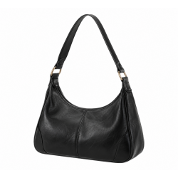 Black Leather Vintage Shoulder Bag for Women's