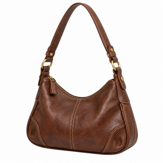 Brown Leather Vintage Shoulder Bag for Women's