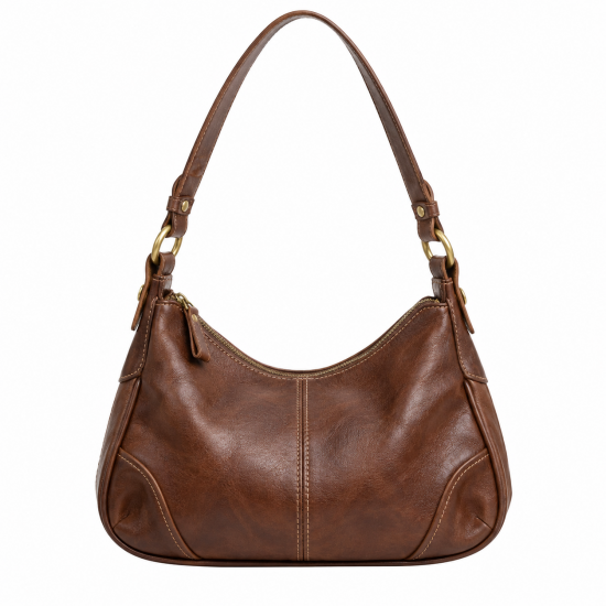 Brown Leather Vintage Shoulder Bag for Women's