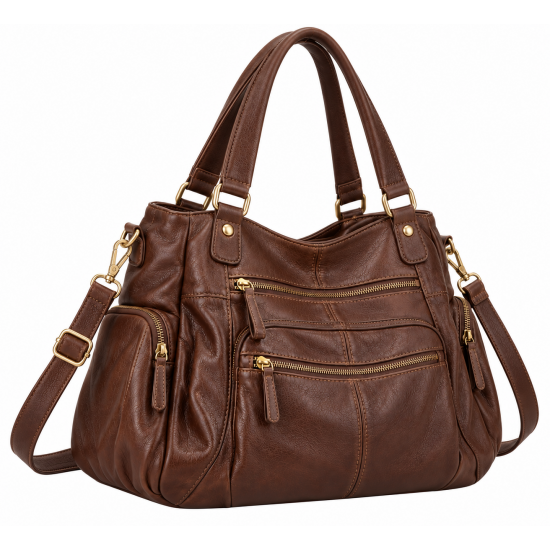 Handbag Leather Embroidered Multiple Compartment Shoulder Bag