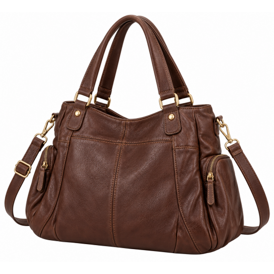 Handbag Leather Embroidered Multiple Compartment Shoulder Bag