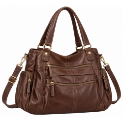 Handbag Leather Embroidered Multiple Compartment Shoulder Bag