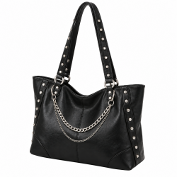 Studded Chain Tote Black