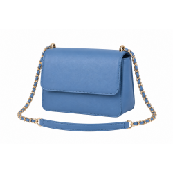 Blue Classic Box Flap Crossbody Bag with Chain Strap for Women's