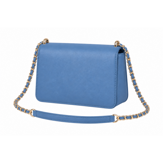 Blue Classic Box Flap Crossbody Bag with Chain Strap for Women's