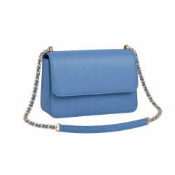 Blue Classic Box Flap Crossbody Bag with Chain Strap for Women's