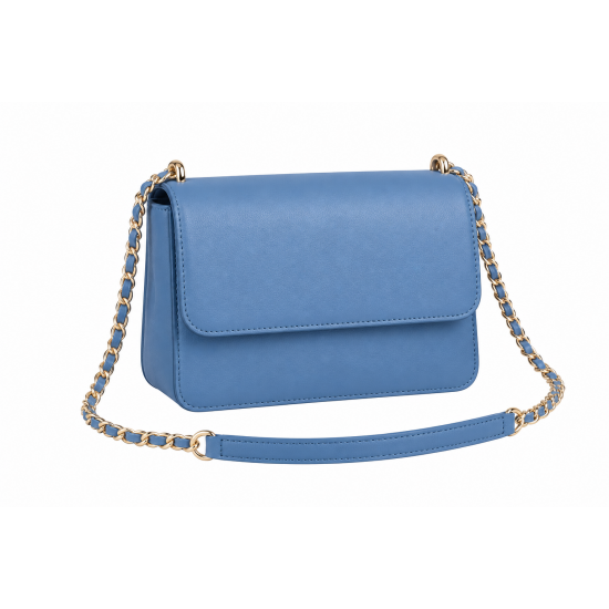 Blue Classic Box Flap Crossbody Bag with Chain Strap for Women's