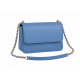 Blue Classic Box Flap Crossbody Bag with Chain Strap for Women's