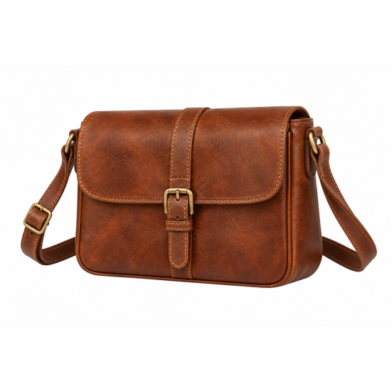Brown Leather Vintage Crossbody Shoulder Handbag for Women's