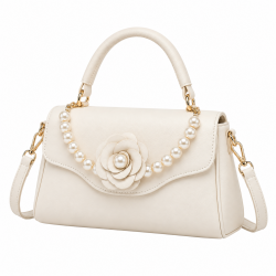 Women's Bag with Pearl Detail and Camellia Flower