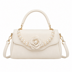 Women's Bag with Pearl Detail and Camellia Flower