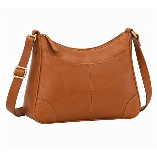 Roma Women's Concealment Genuine Leather Crossbody Handbag Zip Closure