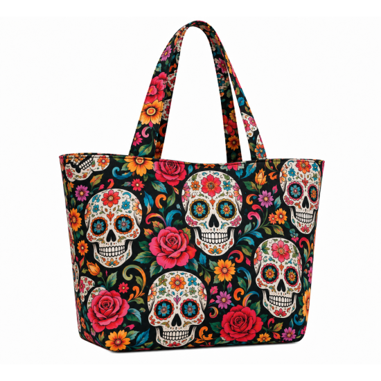 Handmade Tote Bag Purse Tattoo Women's Skulls Day of the Dead Lightweight