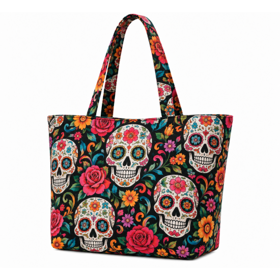 Handmade Tote Bag Purse Tattoo Women's Skulls Day of the Dead Lightweight