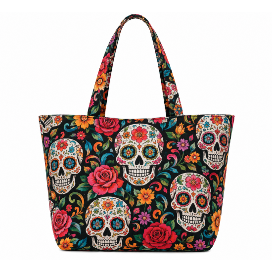 Handmade Tote Bag Purse Tattoo Women's Skulls Day of the Dead Lightweight